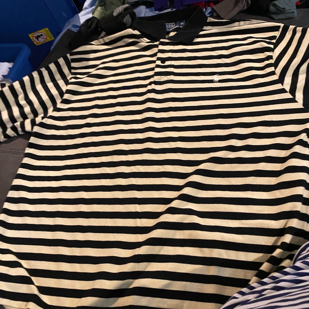 COPY - 3xl cream and black used long sleeve  polo Ralph Lauren shirt. I never w…